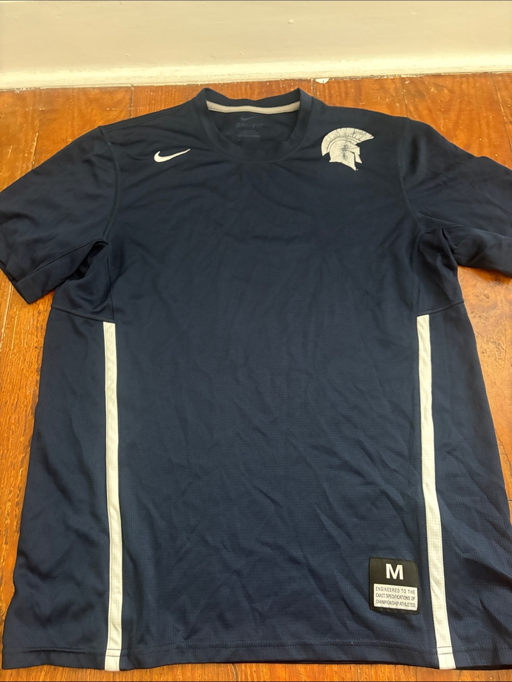 Nike Men's Navy Short-Sleeve Athletic Jersey with White Trim